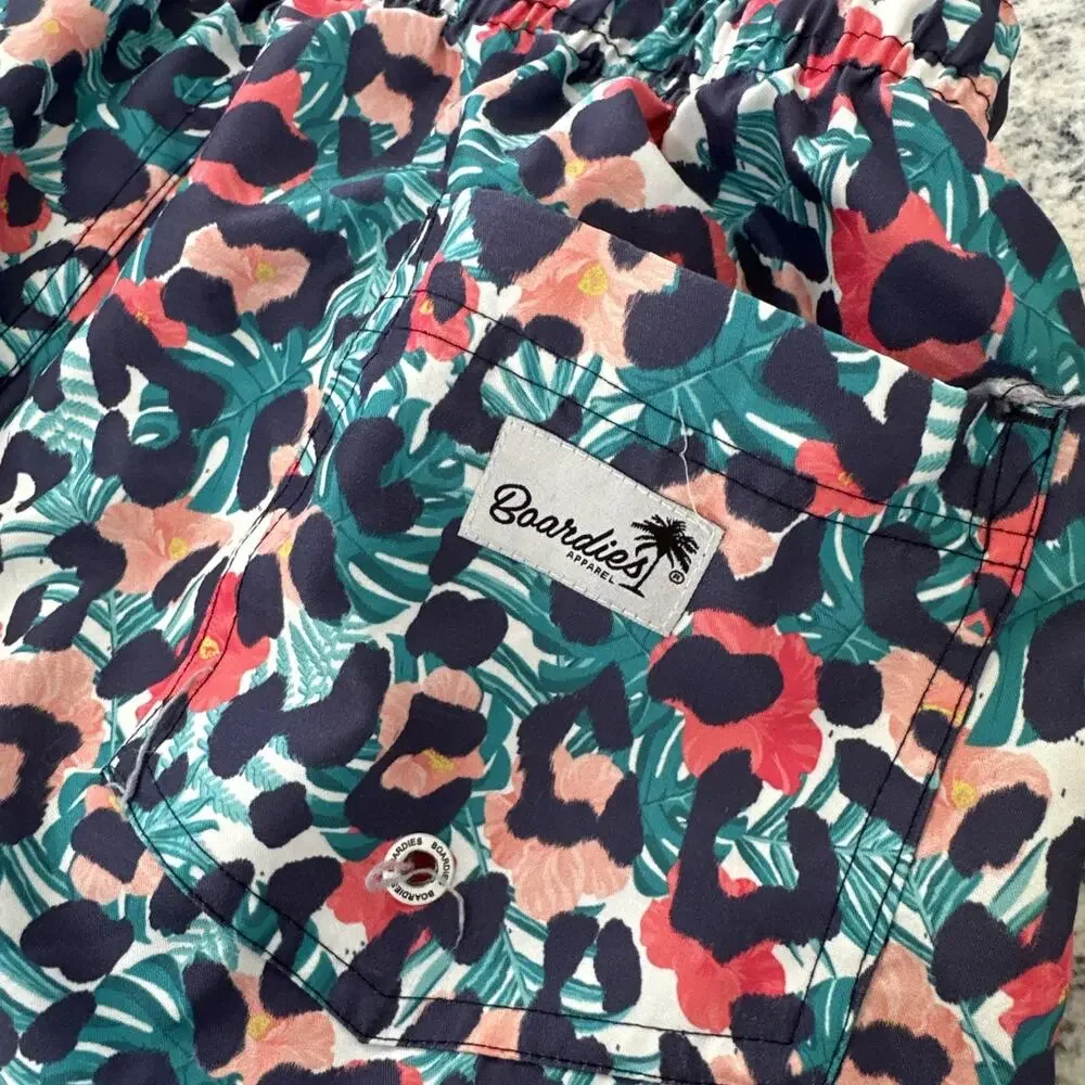 Boardies‎ Apparel Sz Large Mens Swim Trunks Board Shorts Hawaii Tropical Leopard